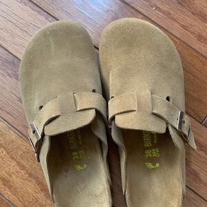 Birkenstock Olive Suede Slip-Ons